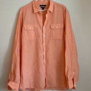 MENS orange button down dress shirt Marc Anthony